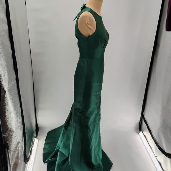 Alfred Sung D824 Hunter Green Jewel Neck Open Back Bow Gown Size 2 - Picture 16 of 16